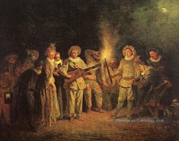 Antoine Watteau œuvres - La comédie italienne Jean Antoine Watteau